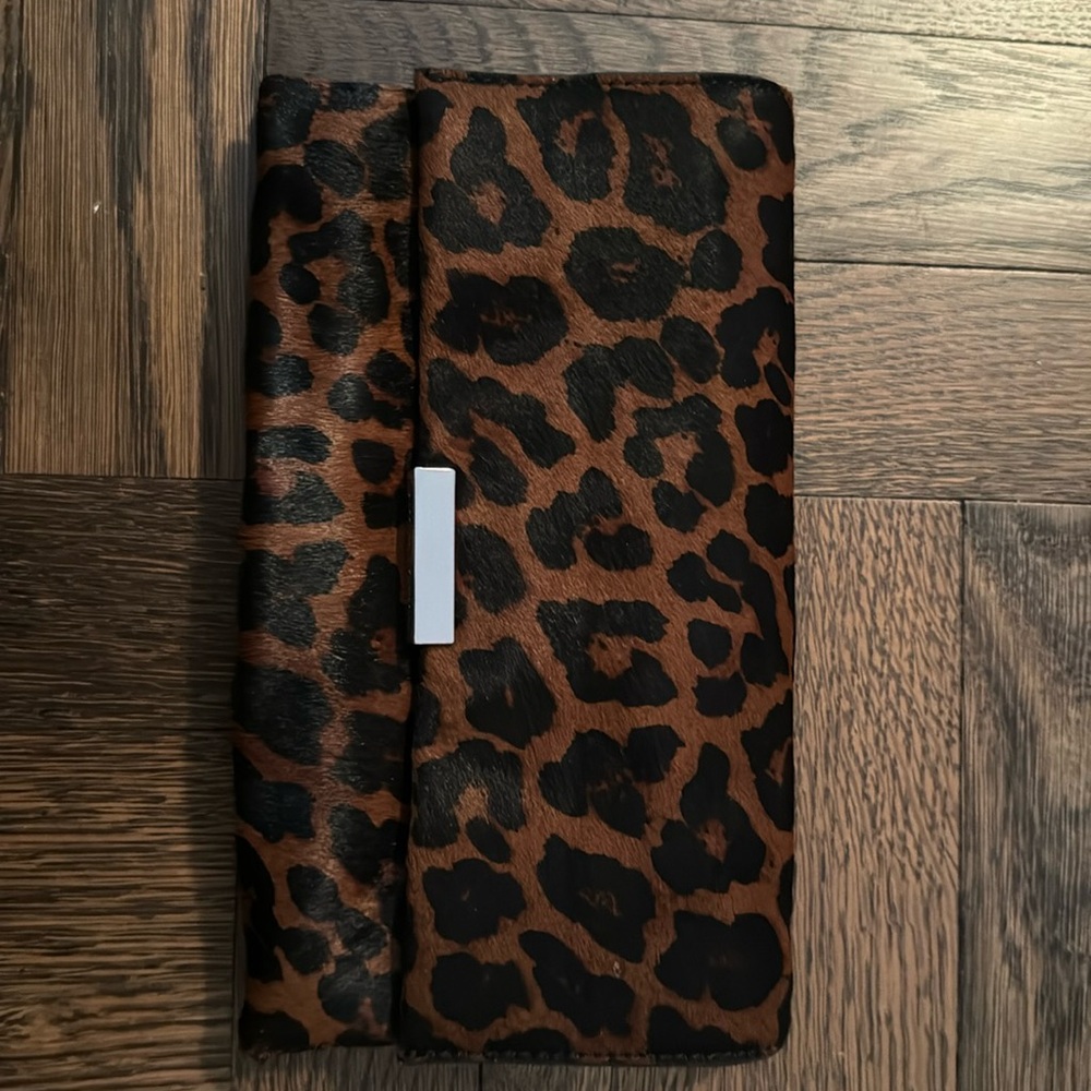 Loeffler Randall leopard pattern velvet CLUTCH BAG